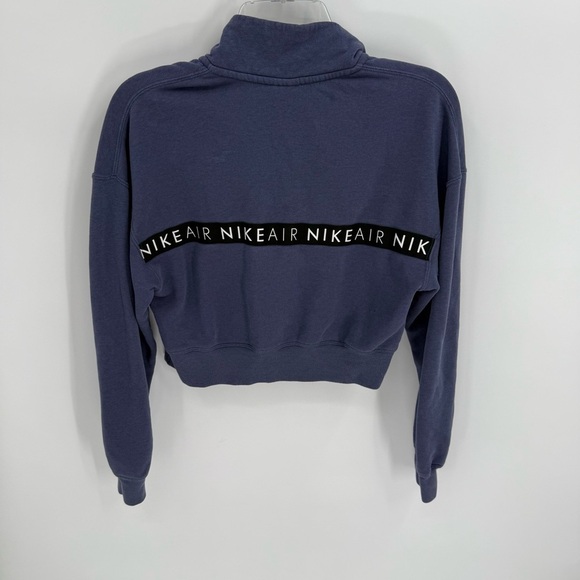 Nike Air Sweatshirt Womens Size Small Blue Long Sleeve Mock Neck 1/4 Zip Cropped - Picture 5 of 7